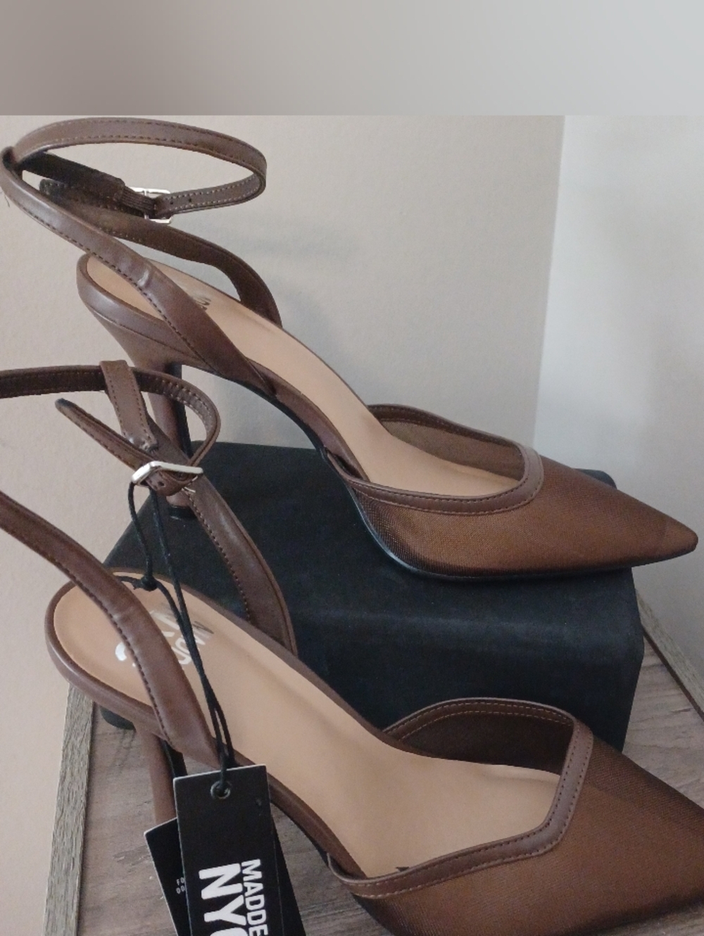 Steve Madden NYC Alliance Mesh Pumps Heels Choc Brown Sz 10